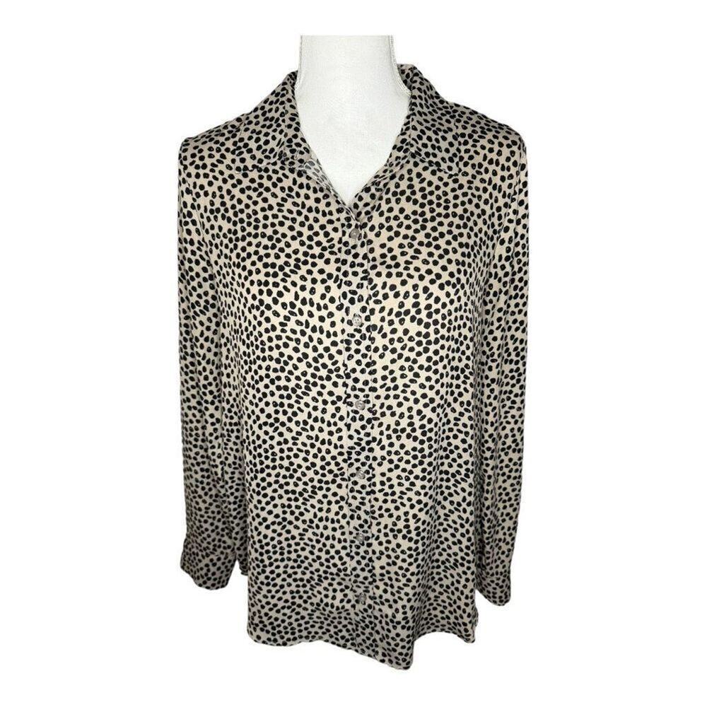 Apt. 9 Women’s Medium Animal Print Collared Convertible Sleeve Button Up Top